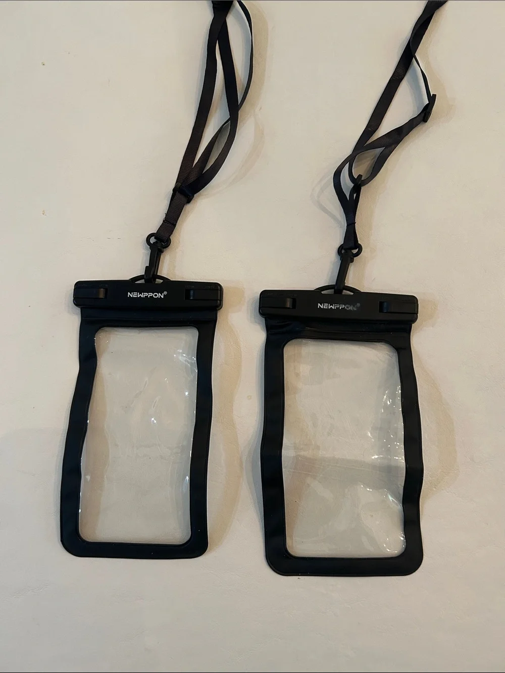 Black Waterproof Phone Pouch with Lanyard - Clear Front